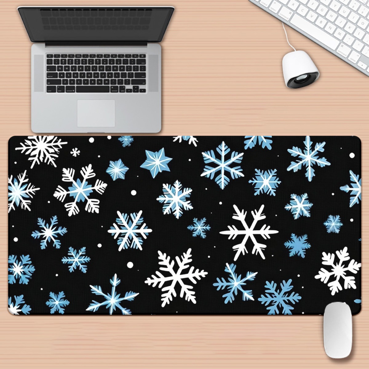 Desk Setup Designer - 눈송이 겨울 디자인 확장형 마우스 패드