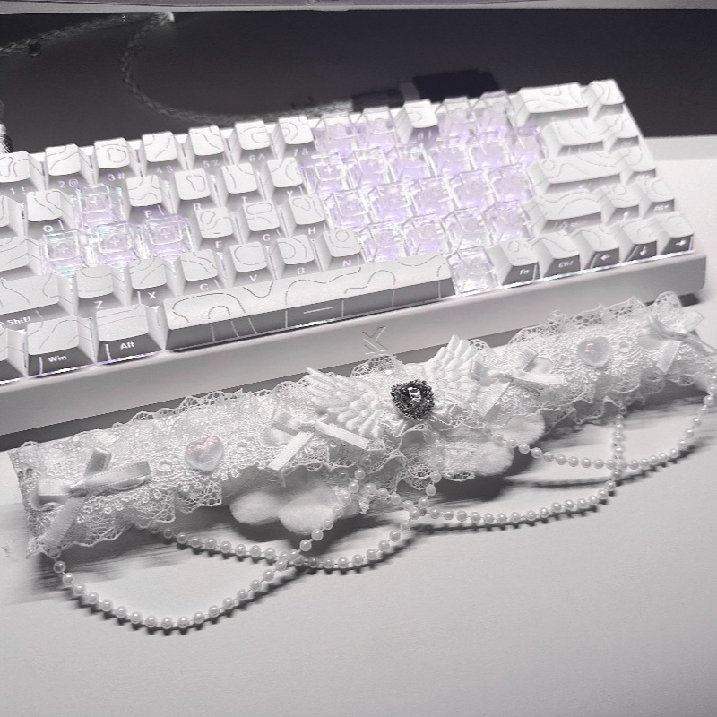 수제 화이트 레이스 모니터 장식 플러시 천 엔젤 날개  - Desk Setup Diy 리뷰 및 가격
