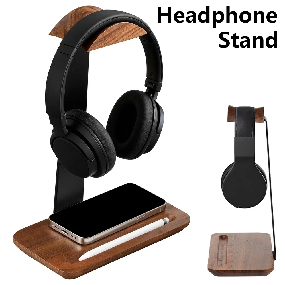 유니버설 우드 헤드폰 스탠드(보관 베이스 포함) 미끄럼 - Headphone Hook Under 리뷰 및 가격
