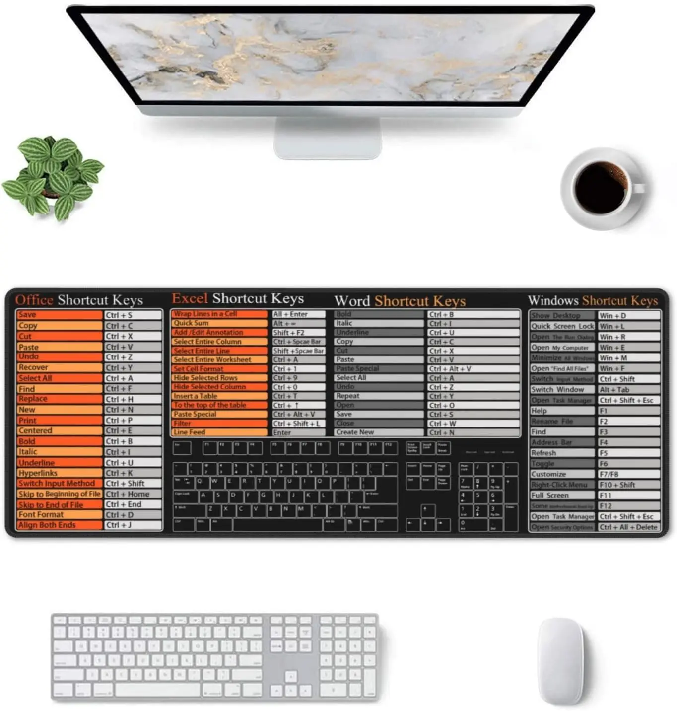 스타일리쉬한 사무실 단축키 참조 대형 마우스 패드, 미 - Desk Setup Reference 리뷰 및 가격